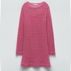 Zara Fringed Openwork Mini Dress